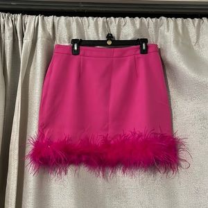 Hot Pink Skirt with Feather Trim